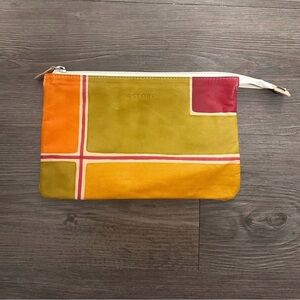 💐 NWOT! ASTORE Raspberry, Cream, Orange, and Green Italian Leather Clutch